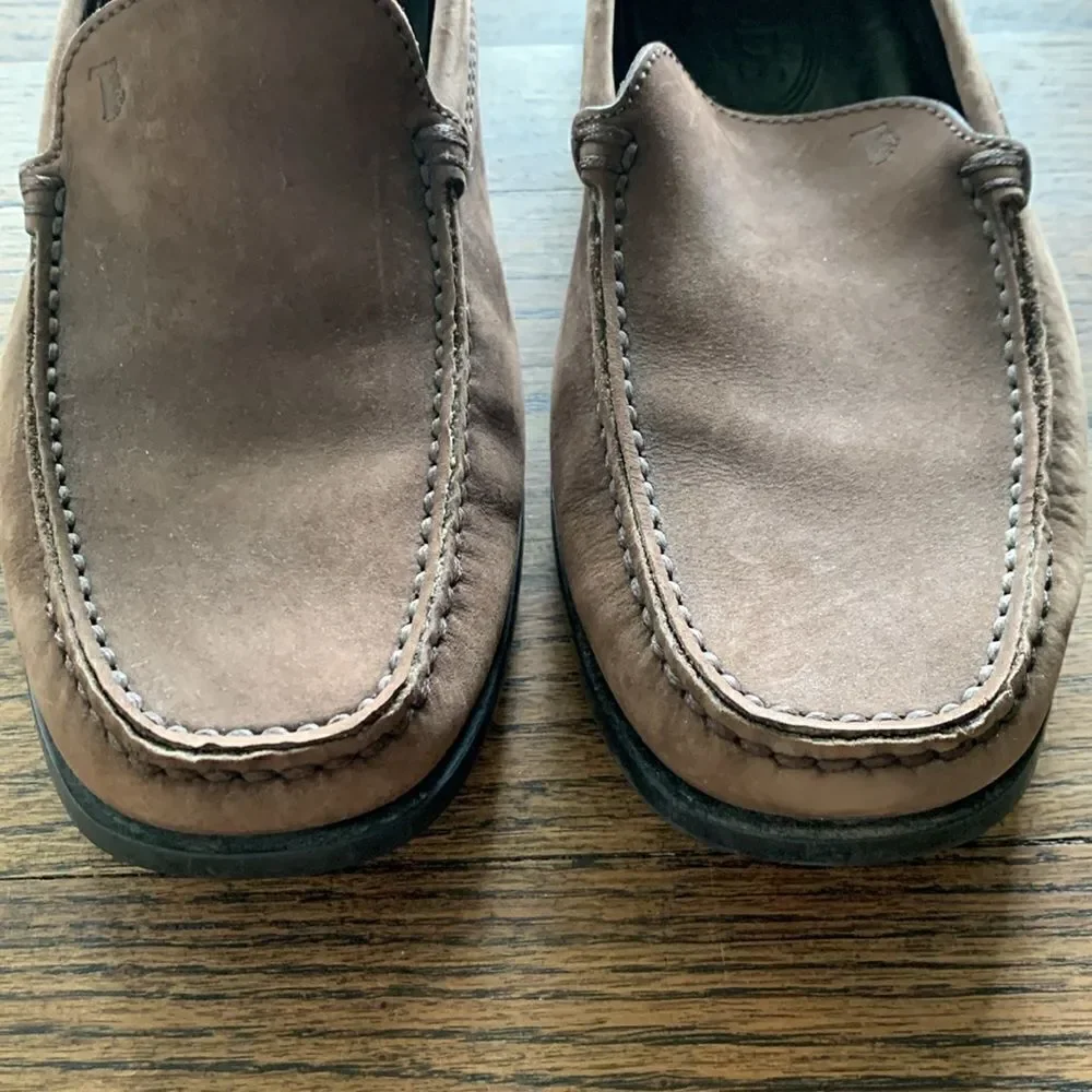 Tod’s brown leather driving shoes pebble rubber sole men’s size 8